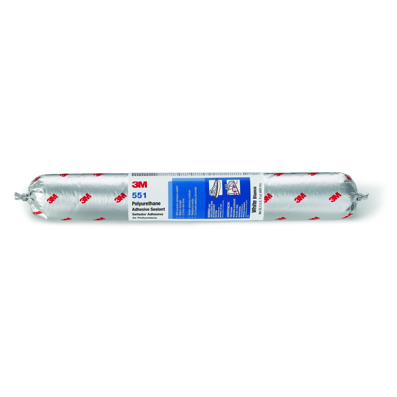 3M Polyurethane Adhesive Sealant 551, White, 600 mL Sausage Pack