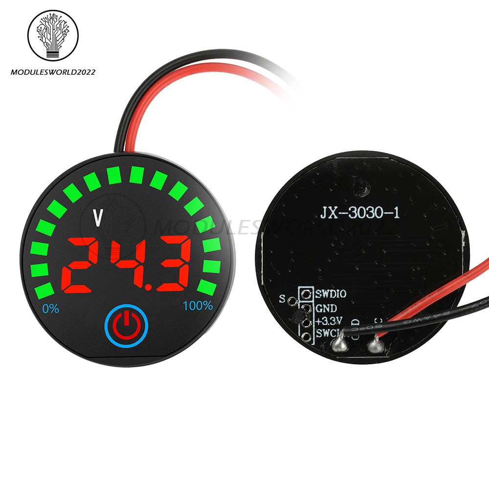 DC7-55V Acid/Li-ion LED Indicator Volt & Battery Level Display Power-Off Memory