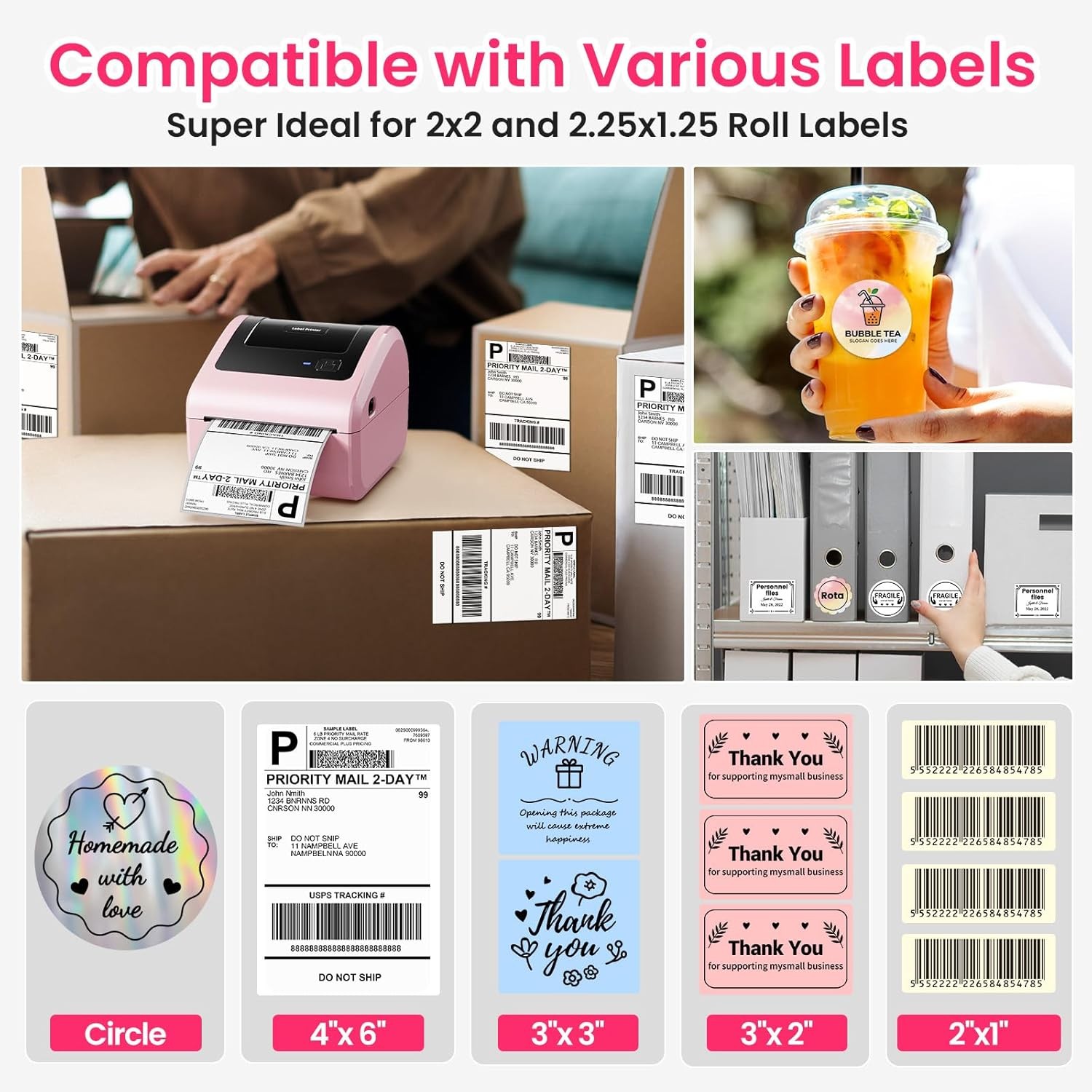 4×6 Printer Bluetooth Shipping Label Printer for Thermal Label USPS UPS FedEx