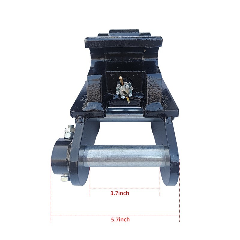 Quick-connect mechanical couplings for mini excavators, tool-free installation.