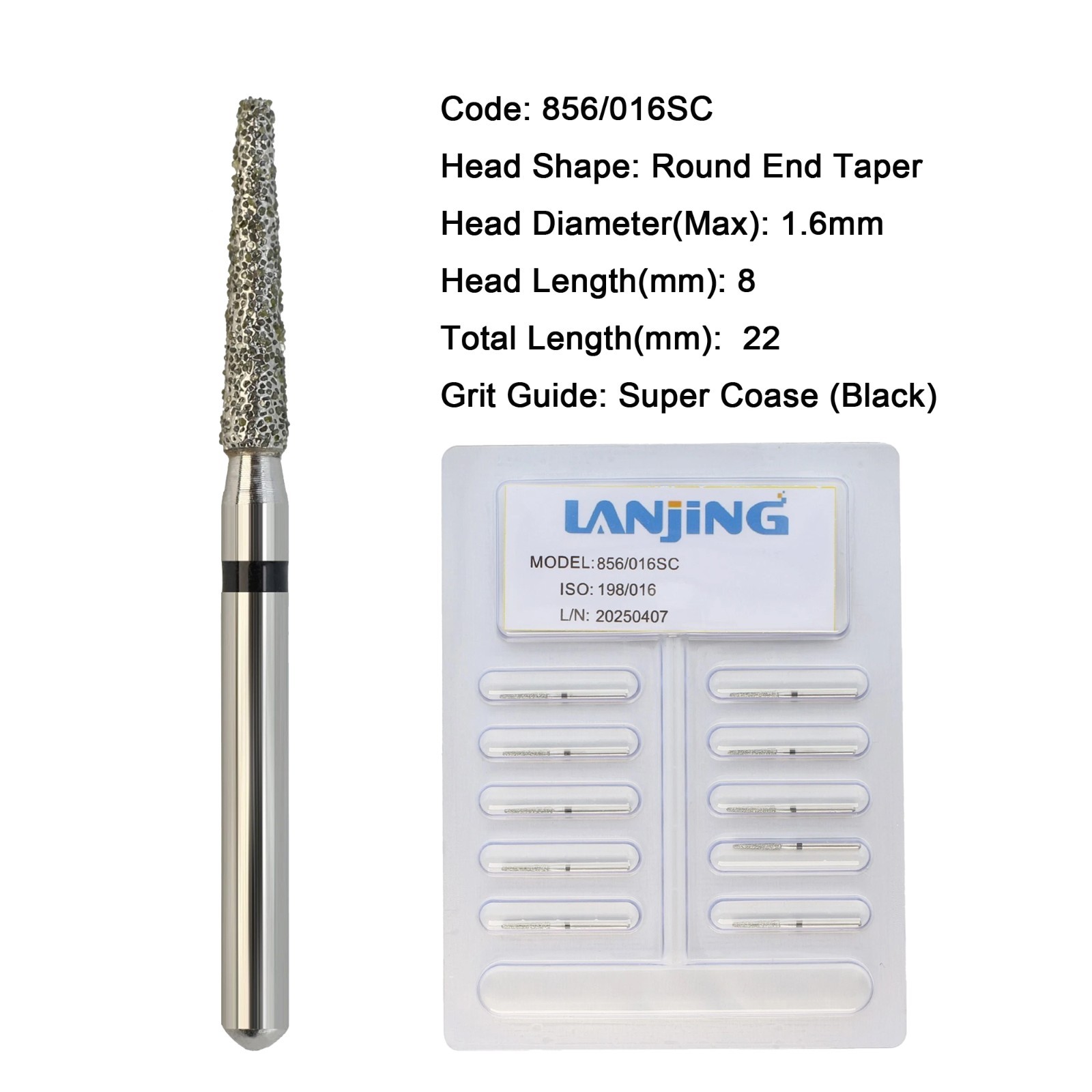 Dental Burs Diamond FG Round End Taper Football Surgical Long High Speed 856 850