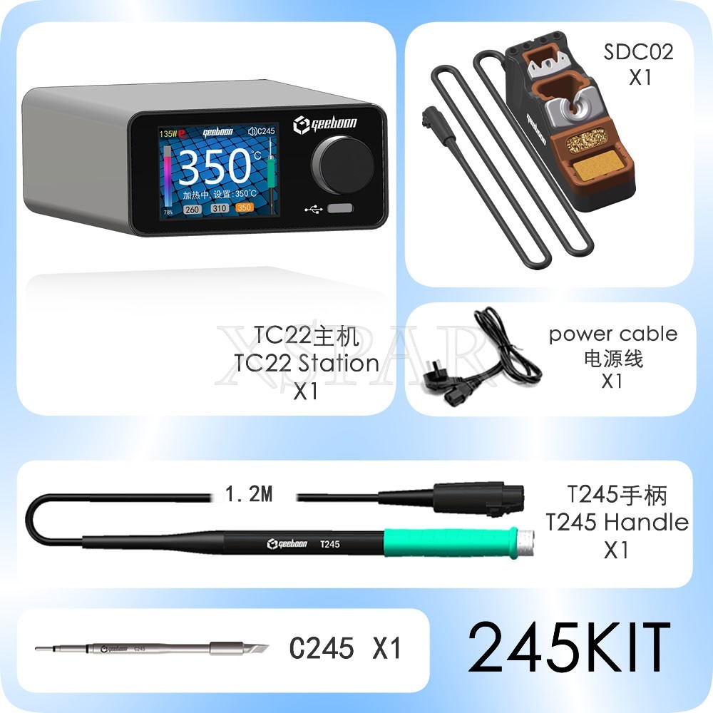 GEEBOON TC22 240W Soldering Station SDC02 Soldering Iron Stand Kit +C245 Tip US#