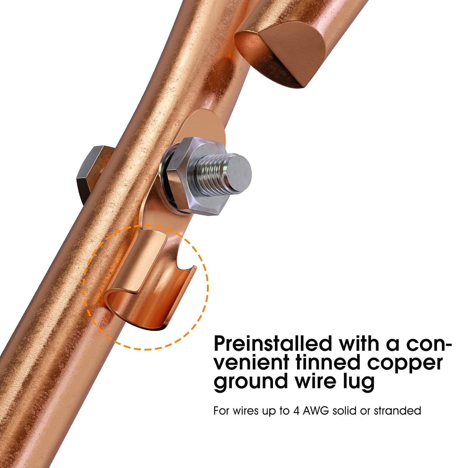 Portable Ground Rod – Copper Electrical Grounding Pin with Ground Wire Lug| Grea