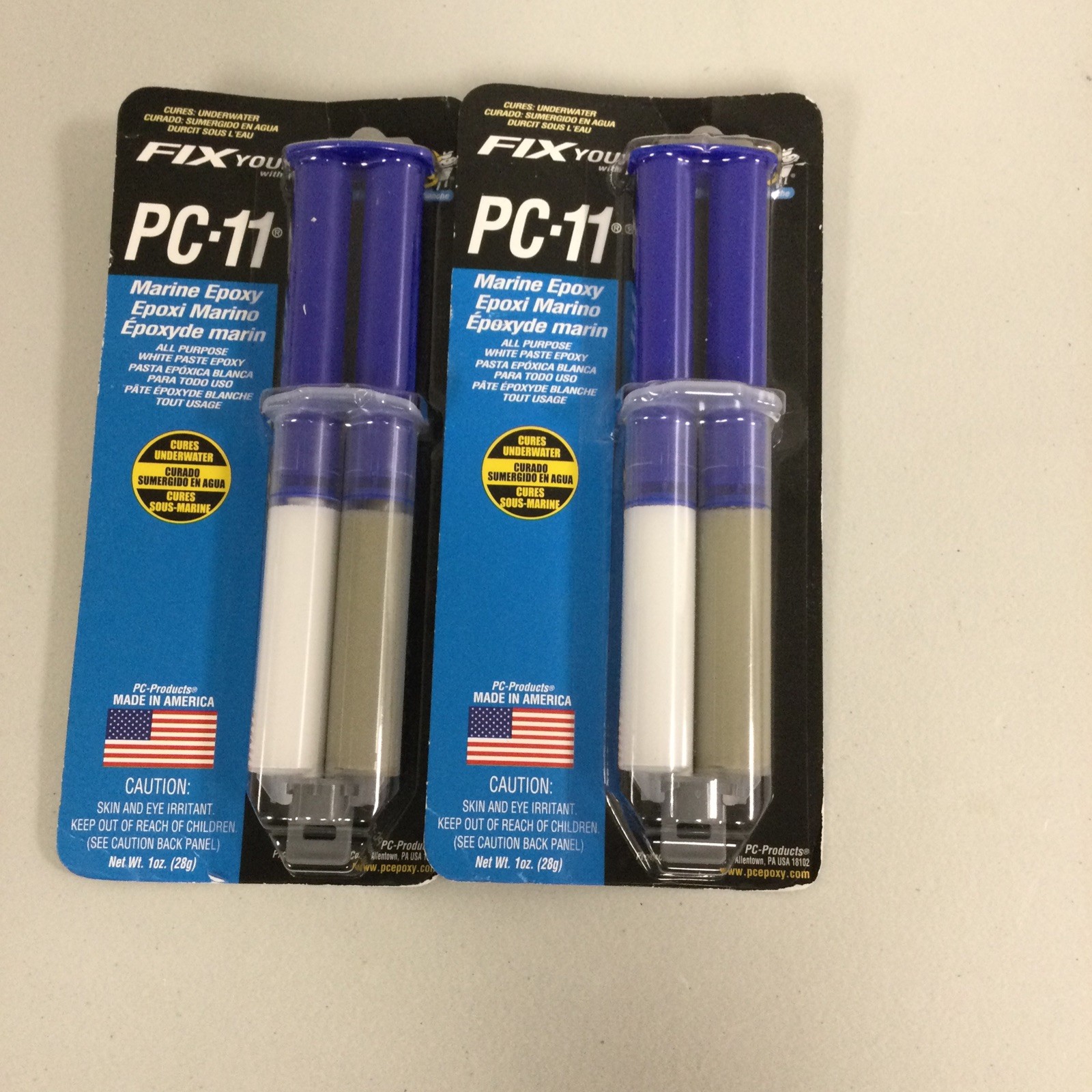 LOT OF 2 PC-11 1oz Epoxy Adhesive Paste – Bonds Wet Dry & Underwater for Repairs