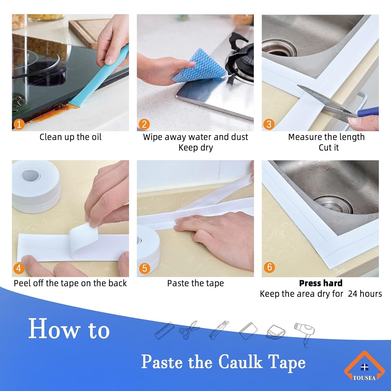 White Caulk Tape for Bath & Kitchen,Caulking Tape for Bathroom Caulking White…