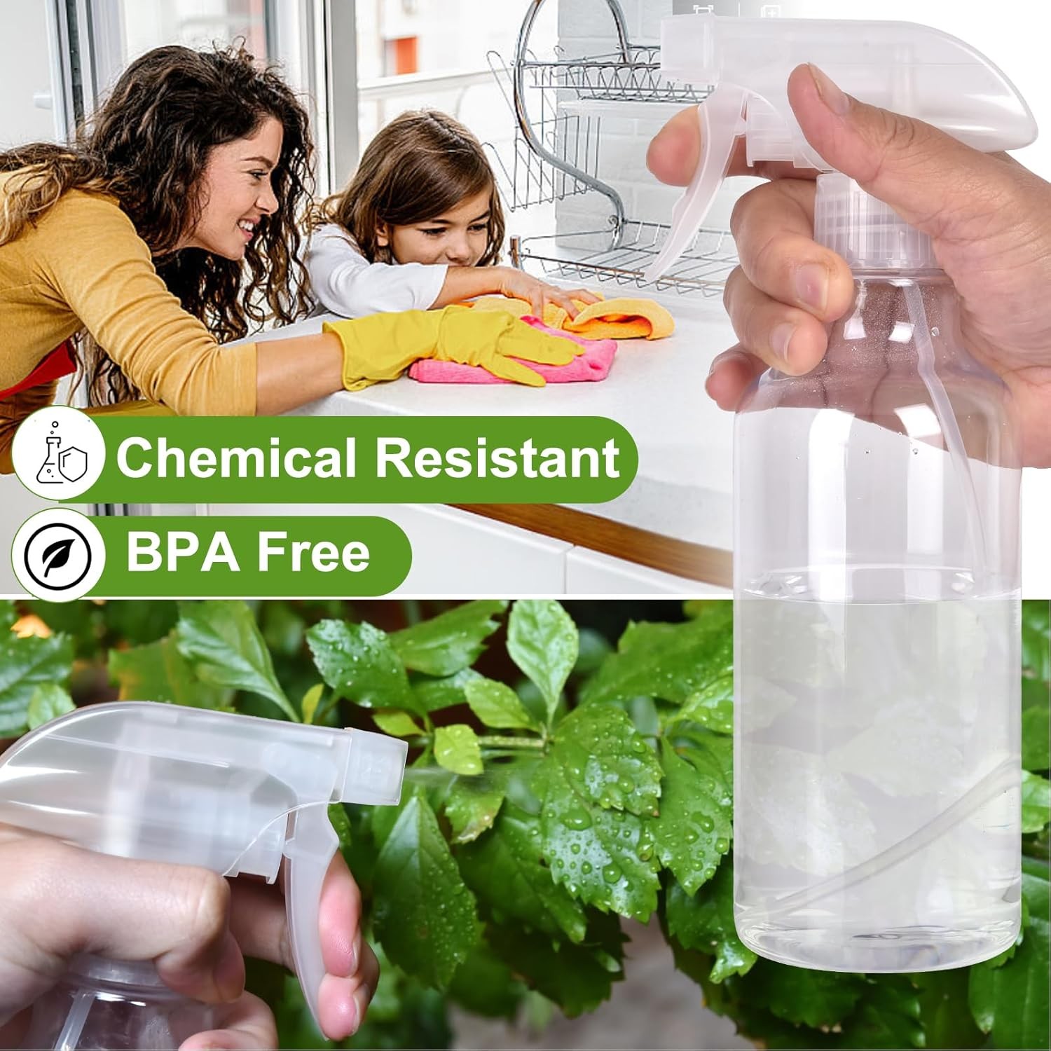 Plastic Spray Bottles – 10.5OZ/300ML Empty Spray Bottles for Cleaning Solutions,