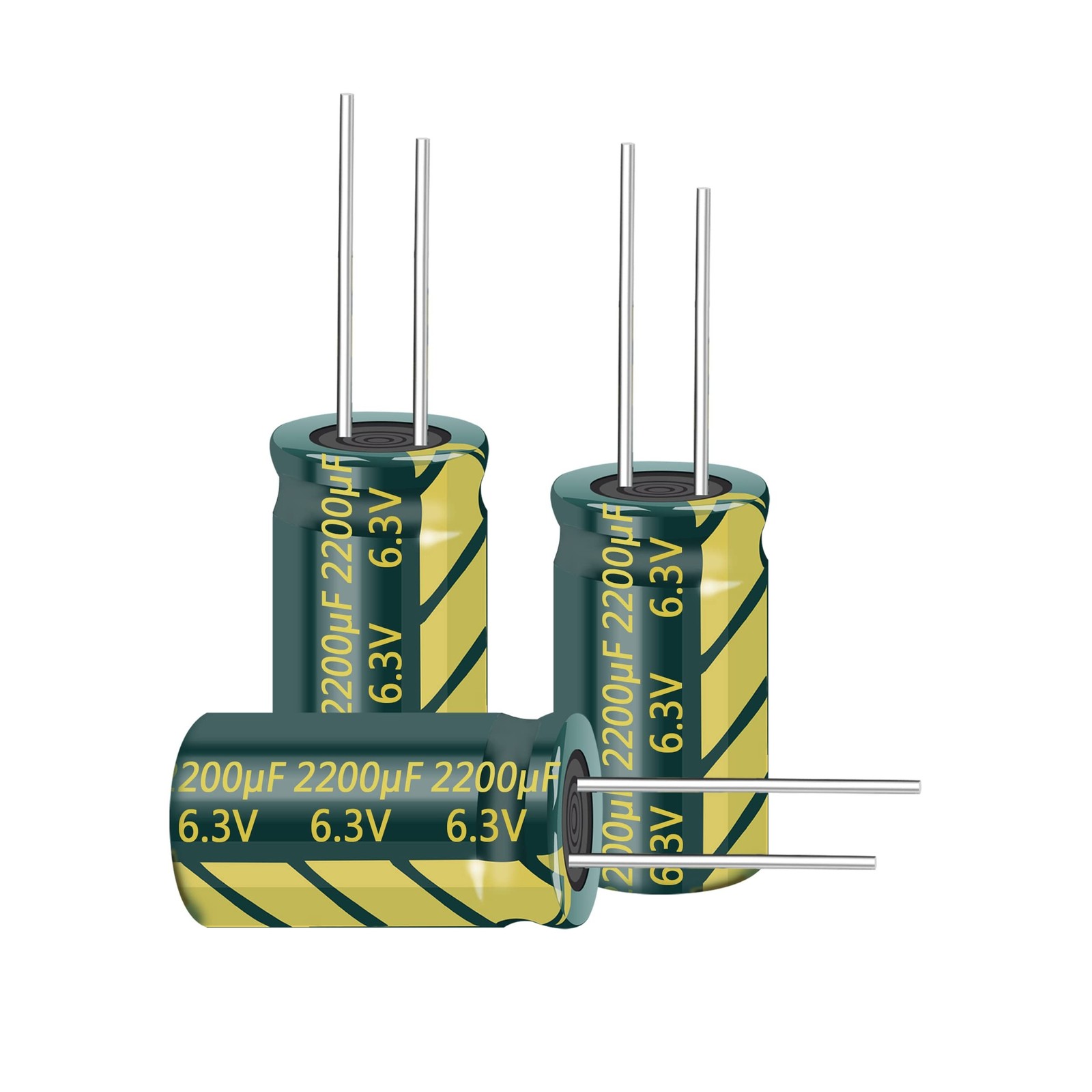 10psc 6.3V 2200UF Capacitor 8x16MM(0.31×0.63in) High Frequency Aluminum Elect…