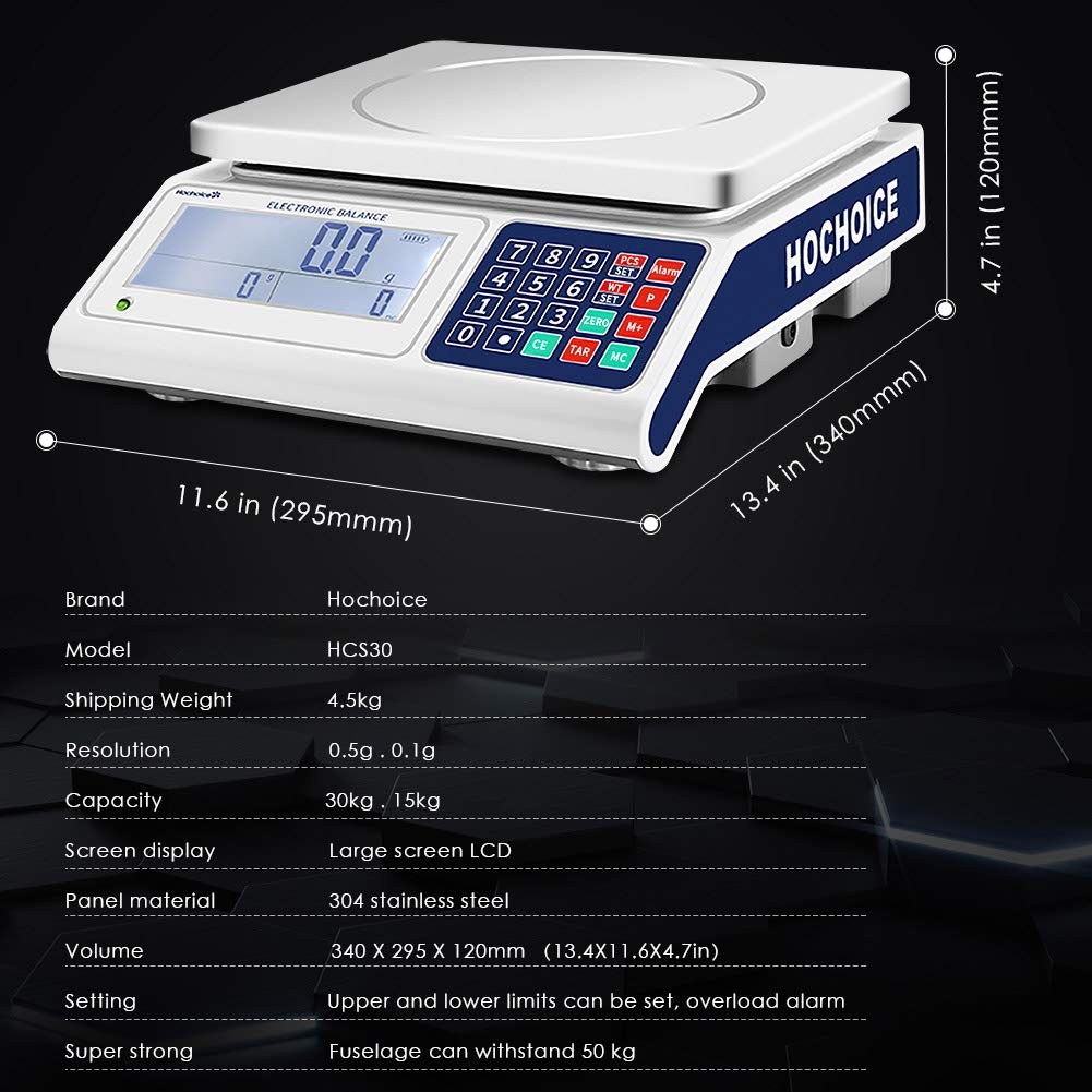 Industrial Counting Scale Gram Scales for Parts and Coins 66lb/0.00022lb-30kg…