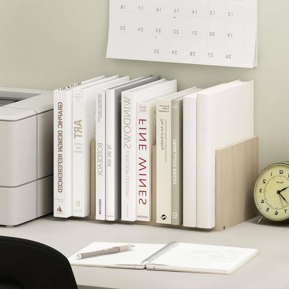 Beige 16.3 In. X 6.6 In. Wood Modern Desk Organizer, Set of 2
