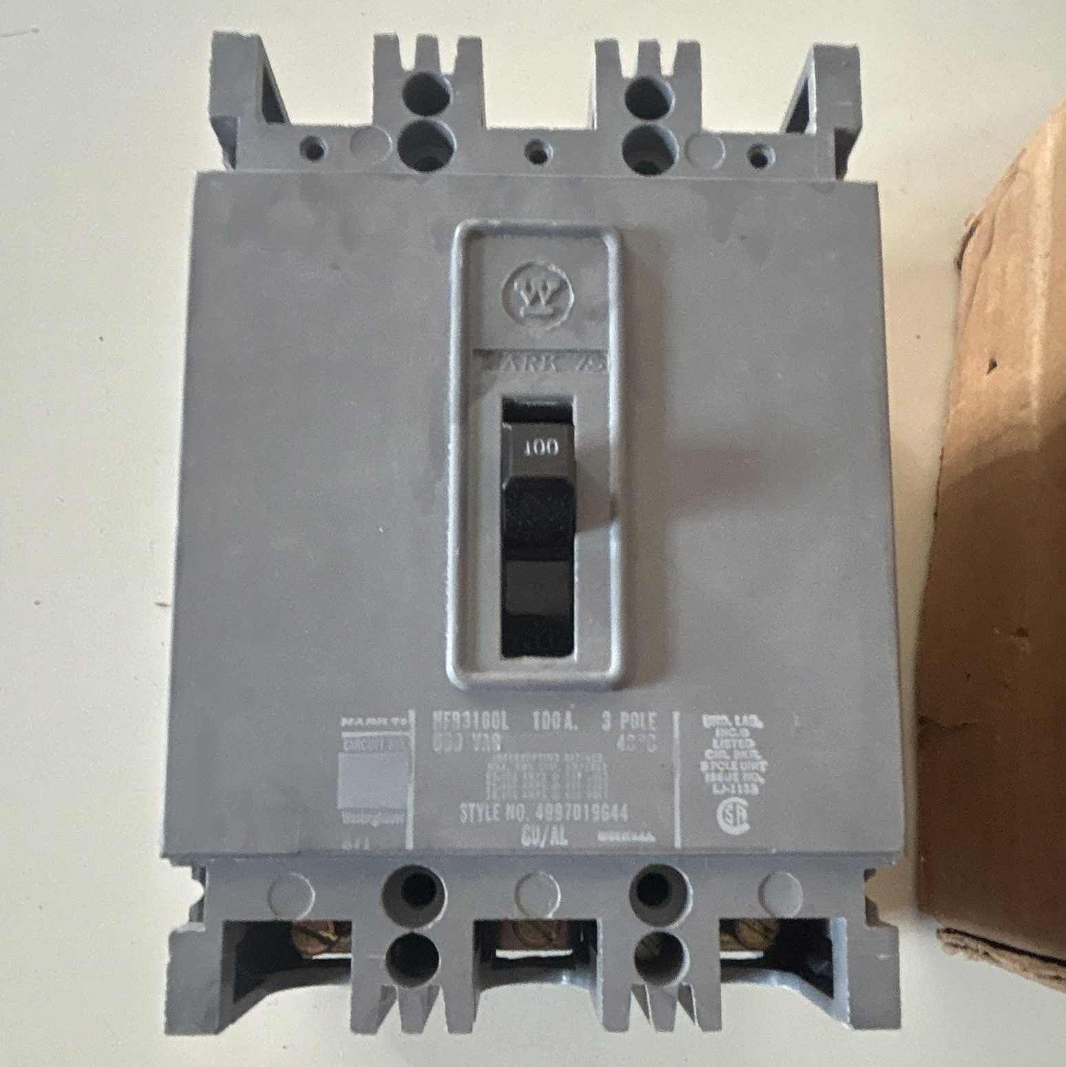 Westinghouse HFB3100L 100A 3 Pole Circuit Breaker 600V AC Thermal Magnetic