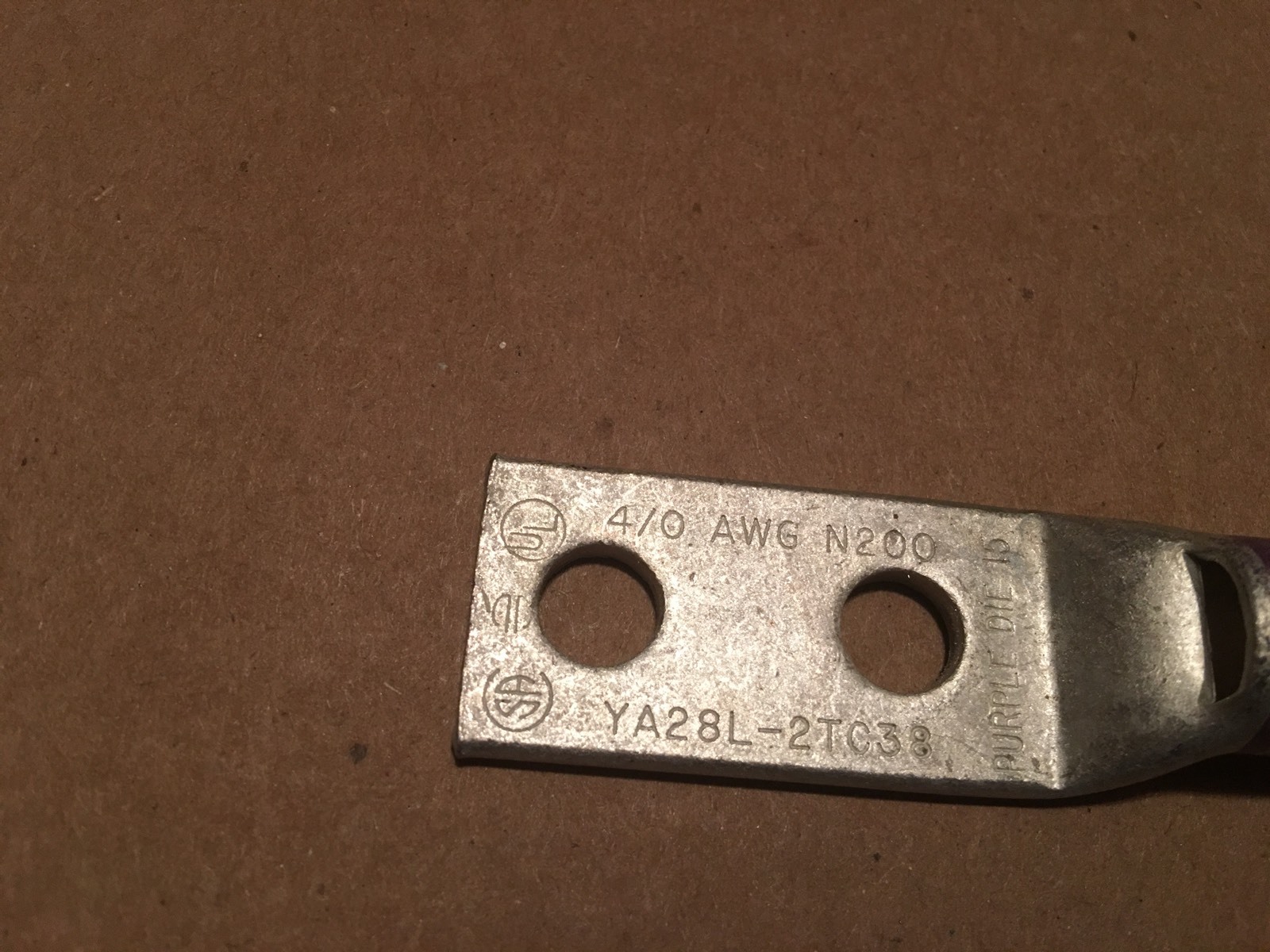 1PC. BURNDY YA28L-2TC38 N200 4/0 STR CU PURPLE DIE 15
