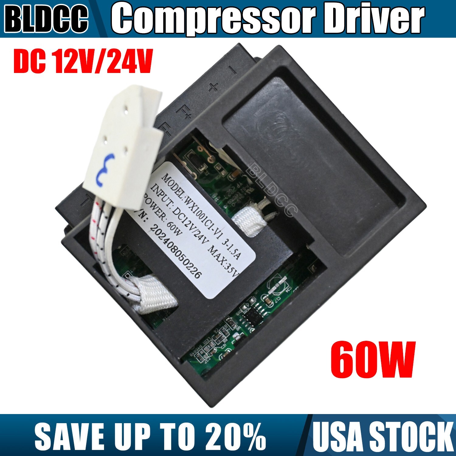 60W Refrigerator Inverter Compressor Driver ZY-CC60DC12/24V-B3 for QD20G ZH25G