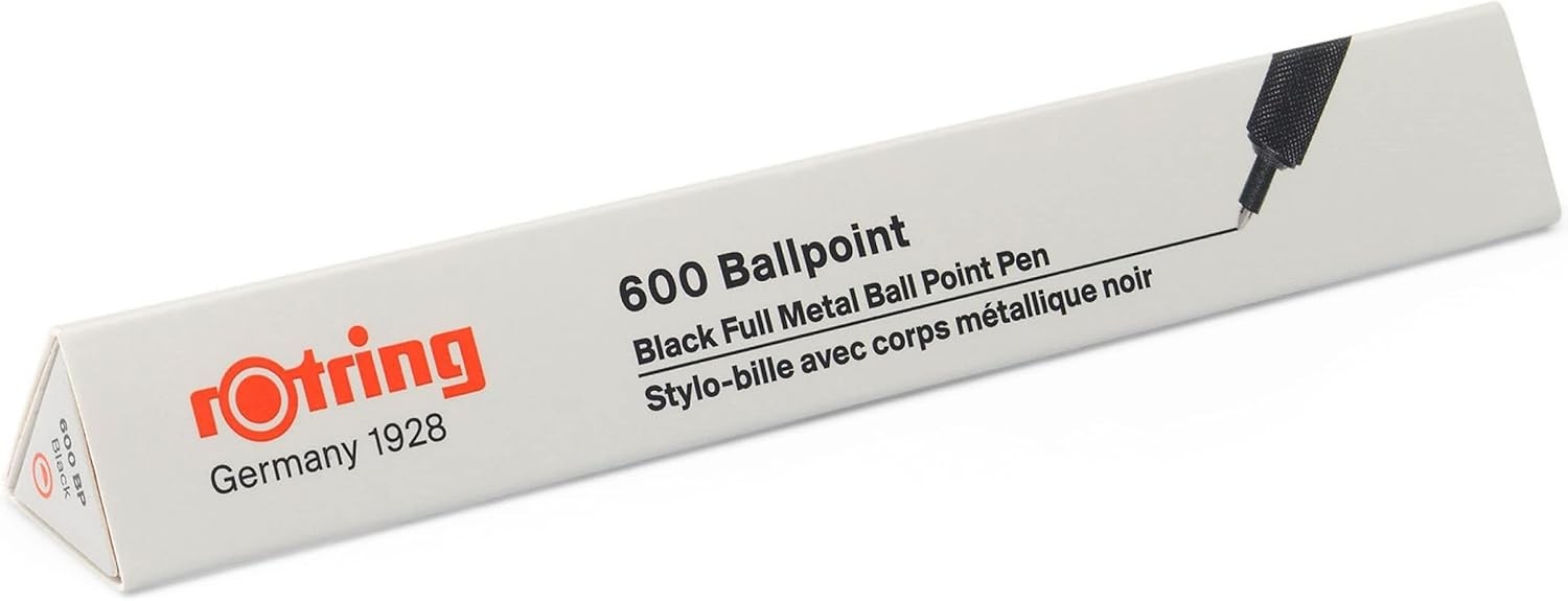 rOtring 600 Retractable Metal Ballpoint Pen, 1 Count (Pack of 1), Black