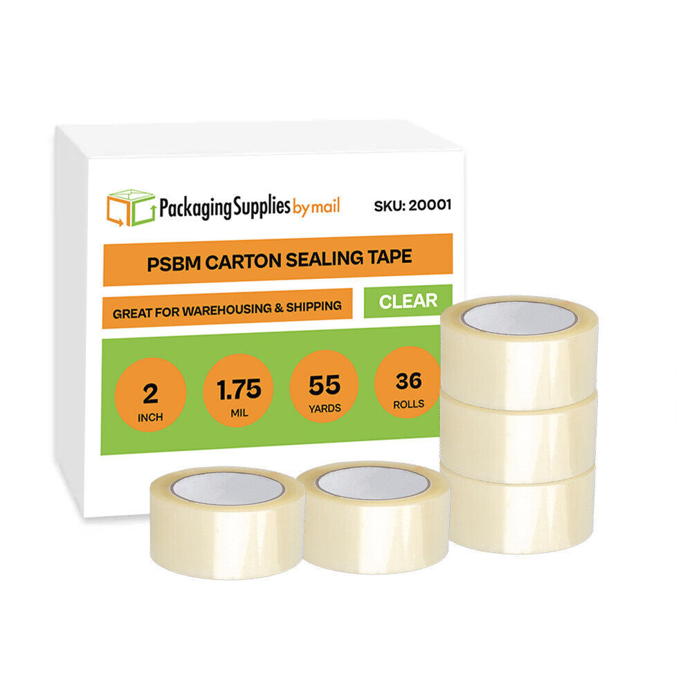 36 Rolls Carton Sealing Clear Packing Tape Box Shipping – 1.75 mil 2″ x 55 Yards