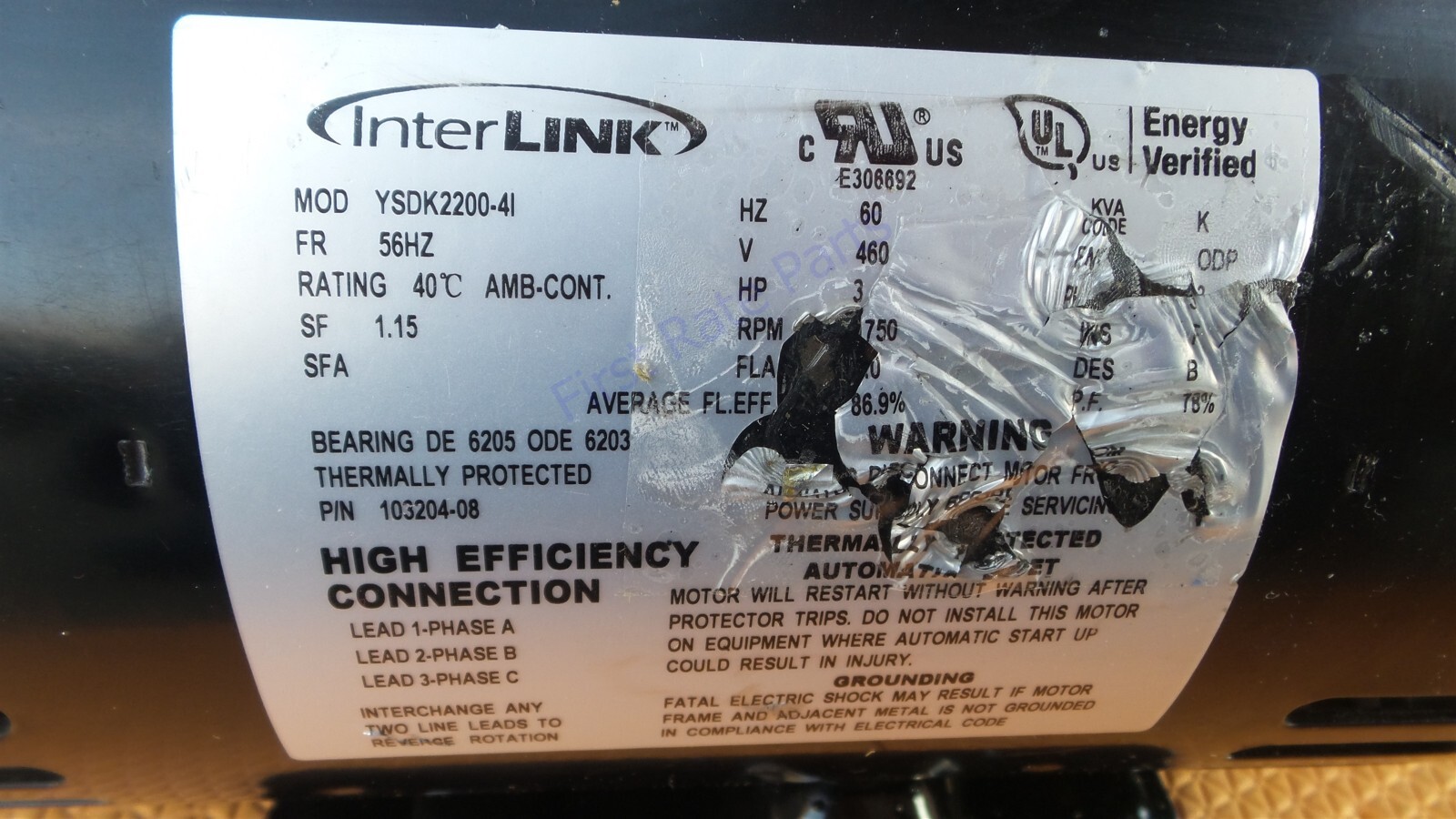 Lennox 12Y17 Motor 103204-08 79W66 34W47 51W24 103204-02 101501-02 101501-03 3HP