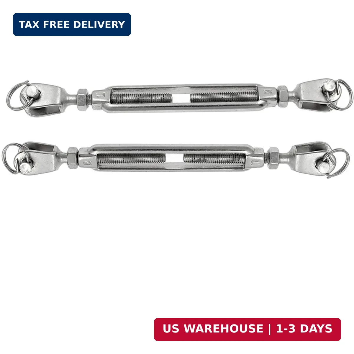 316 Stainless Steel Jaw and Jaw Open-Body Turnbuckle, 1/4″ (6mm) Thread Diameter