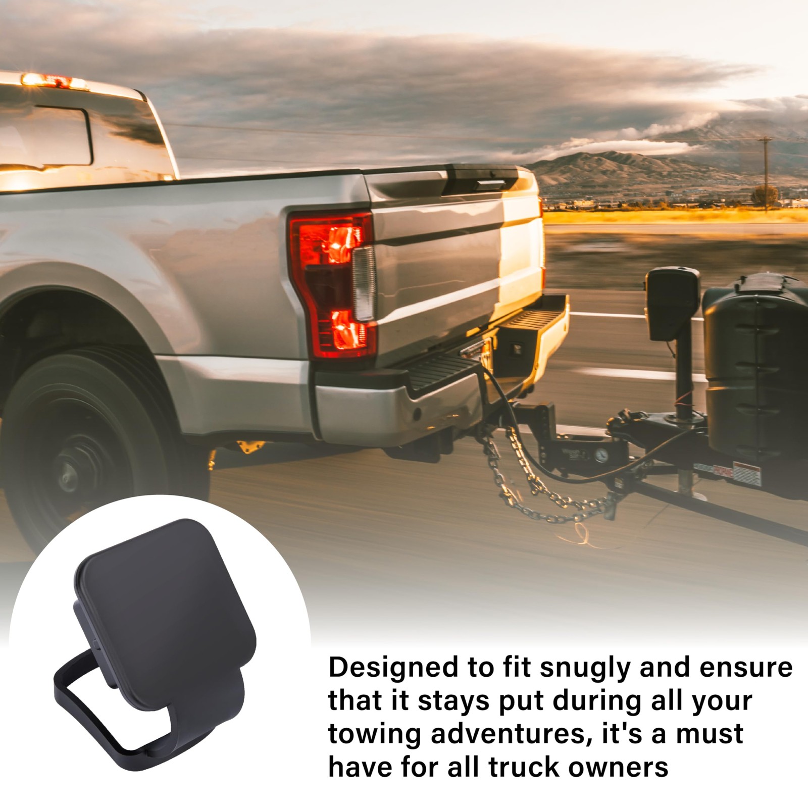 2 Inch Rubber Trailer Hitch Cover, Durable Tow Full Cover Pattern, No Pattern