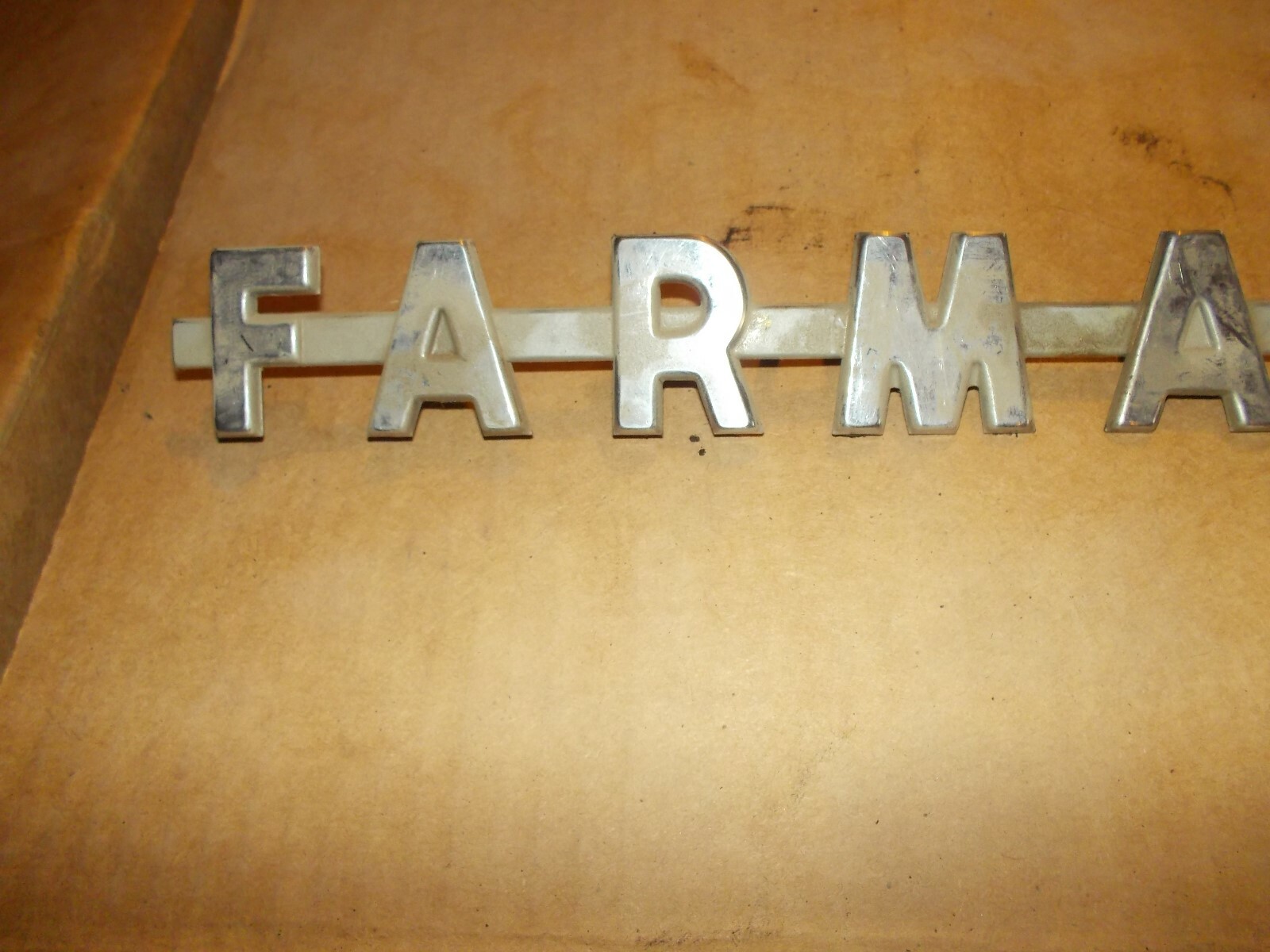 Farmall Cub tractor good Original IH IHC CHROME hood emblem F-A-R-M-A-L-L-C-U-B