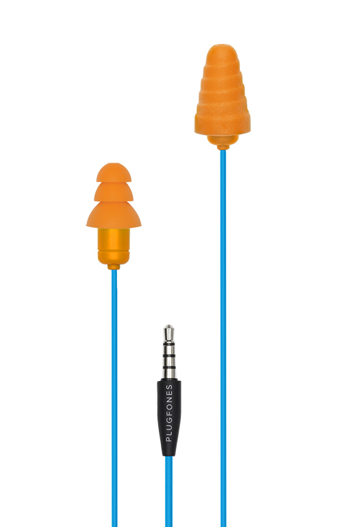 Plugfones Guardian Earplug Headphones, Blue/Orange