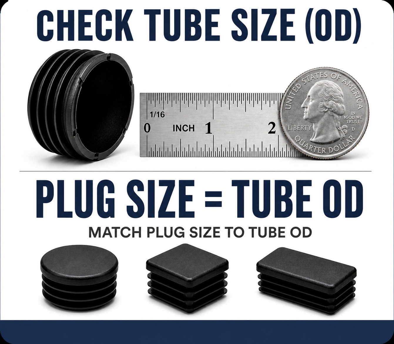 Bar Stool Feet for Tubular Legs Non Marring 4 Popular Sizes Various Pack Sizes