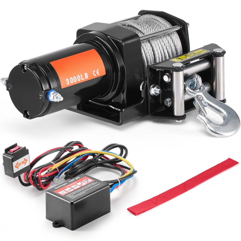 Electric Winch ATV UTV 3000 lb Steel Cable IP55 Waterproof Wired Control