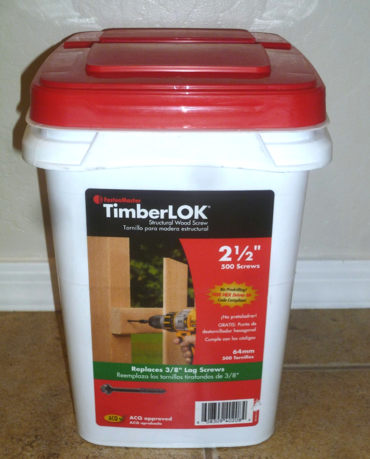 FastenMaster Timberlok 2-1/2” Structural Wood Screws 500 ct. FMTLOK212-500