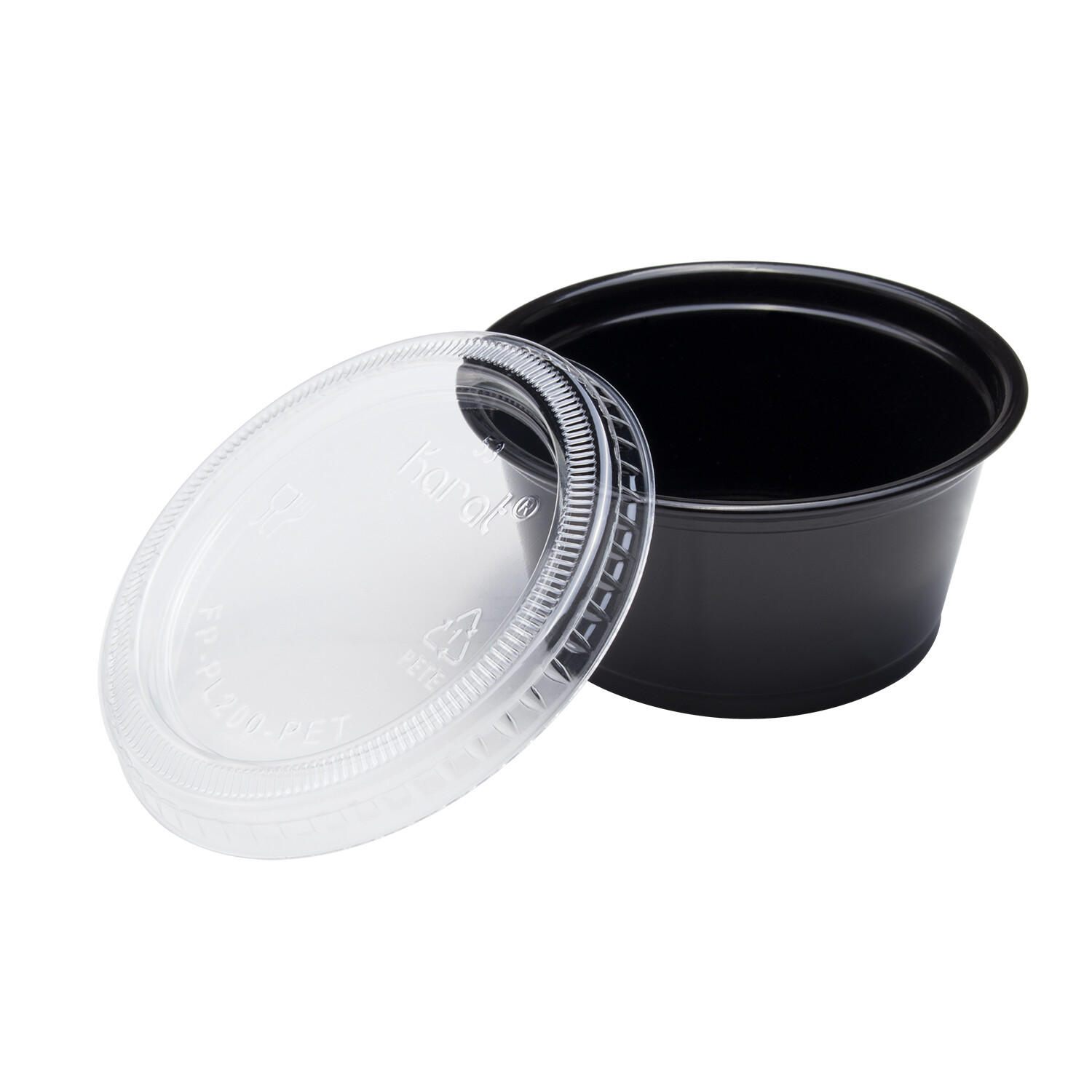 Karat 1oz Squat-2oz PET Plastic Portion Cup Lids – 2,500 ct, FP-PL200-PET