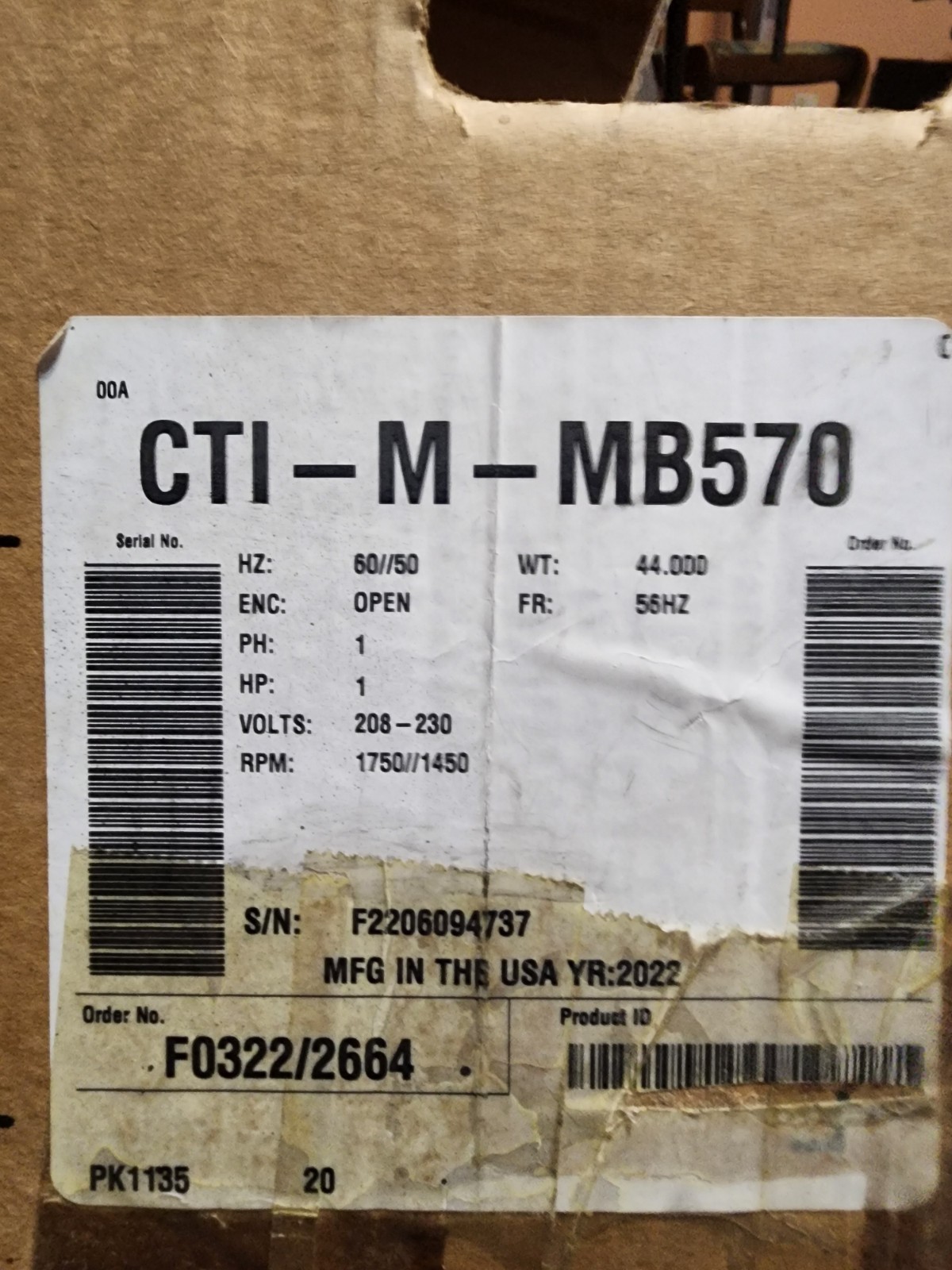 middleby marshall main blower motor kit 1hp w/ capacitors direct replacement