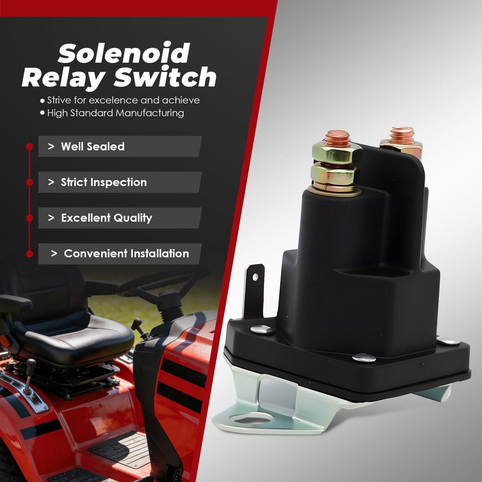 Nakkaa 812-1211-211 Solenoid Relay Switch 3 Terminal Replacement For Lawn Mower