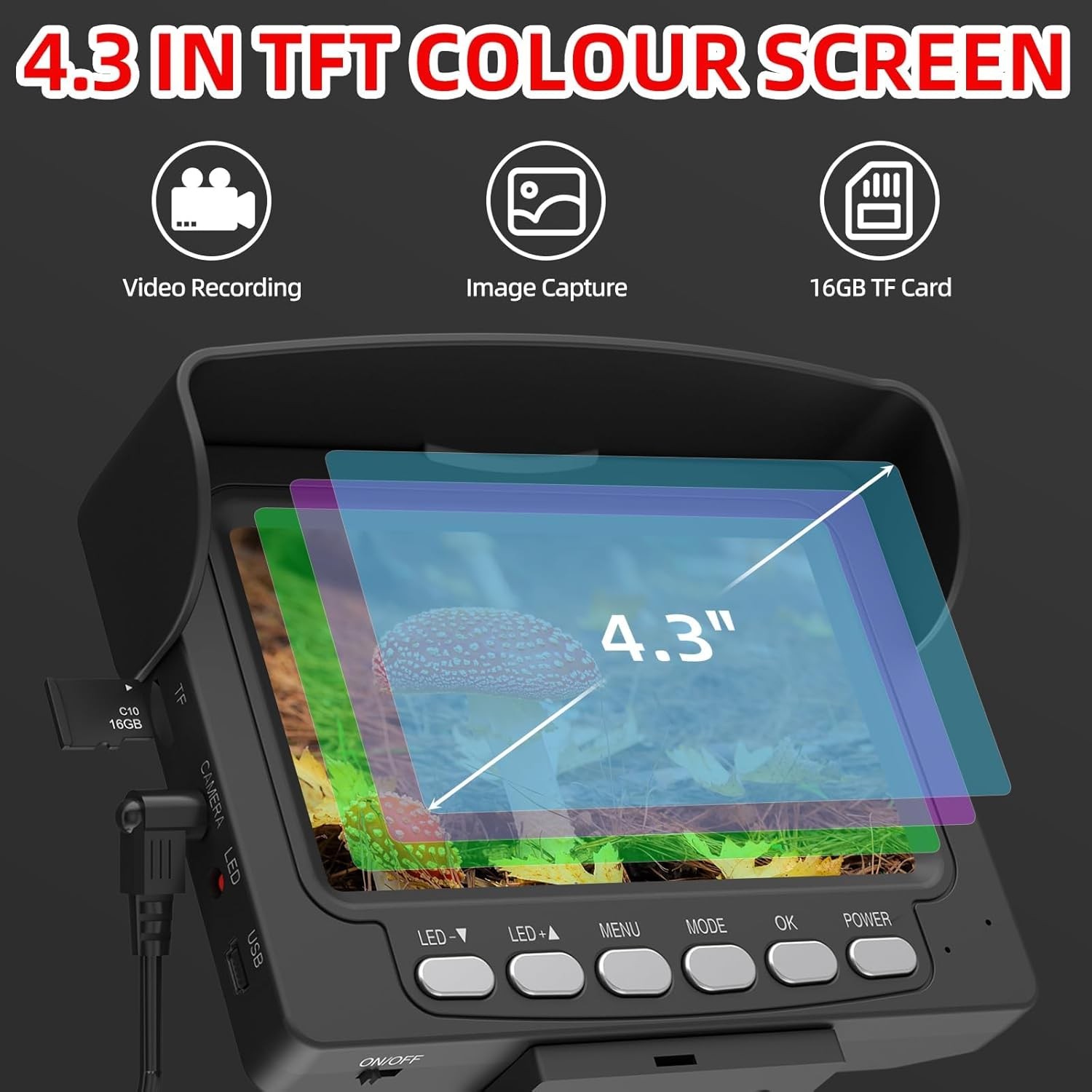 4.3″ Monitor 30M Pipeline Camera 17MM Waterproof Drain Sewer Endoscope