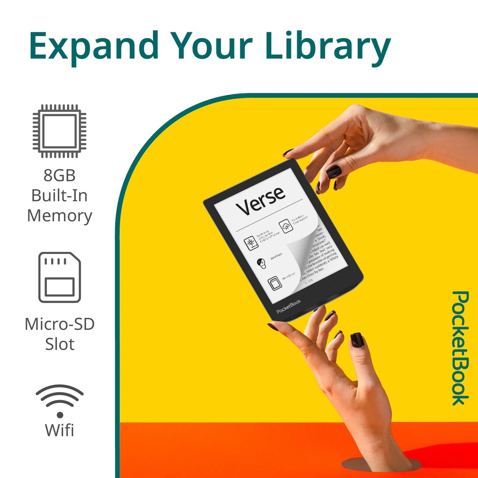 PocketBook Verse E-Reader | Eye-Friendly 6» E-Ink Carta™ HD Touchscreen |