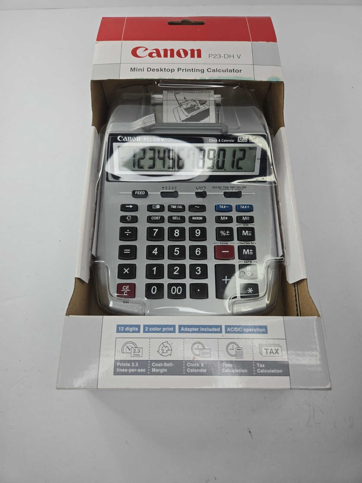 Canon P23-DHV Printing Calculator New Open Box AC Adapter Paper Roll Complete