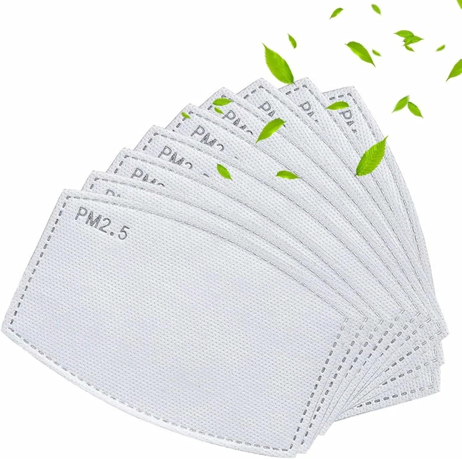 50pcs PM2.5 Activated Carbon Filters 5 Layer Replacement for reusable face mask