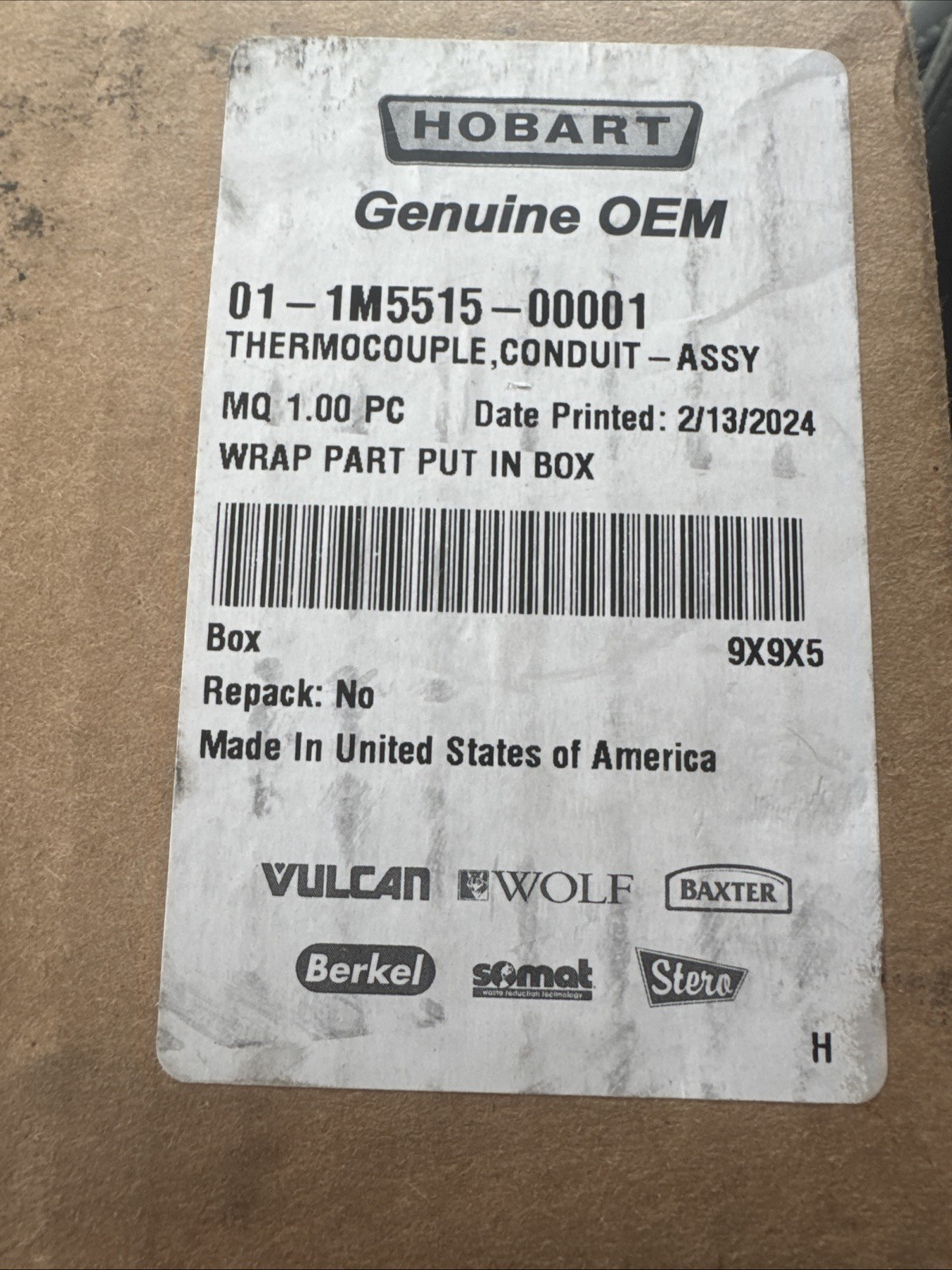 Baxter 01-1M5515-00001 Thermocouple Conduit-Assembly 1 lb OEM NEW IN BOX