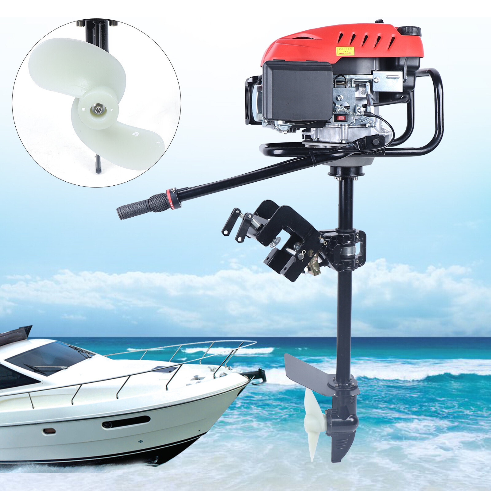 4 Stroke 6 HP 200CC Outboard Motor Fishing Boat Engine Air Cooling Heavy Duty