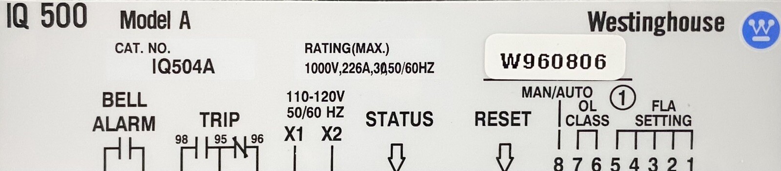Westinghouse IQ-504A Cutler Hammer Eaton IQ-504 120VAC Modular Overload Relay
