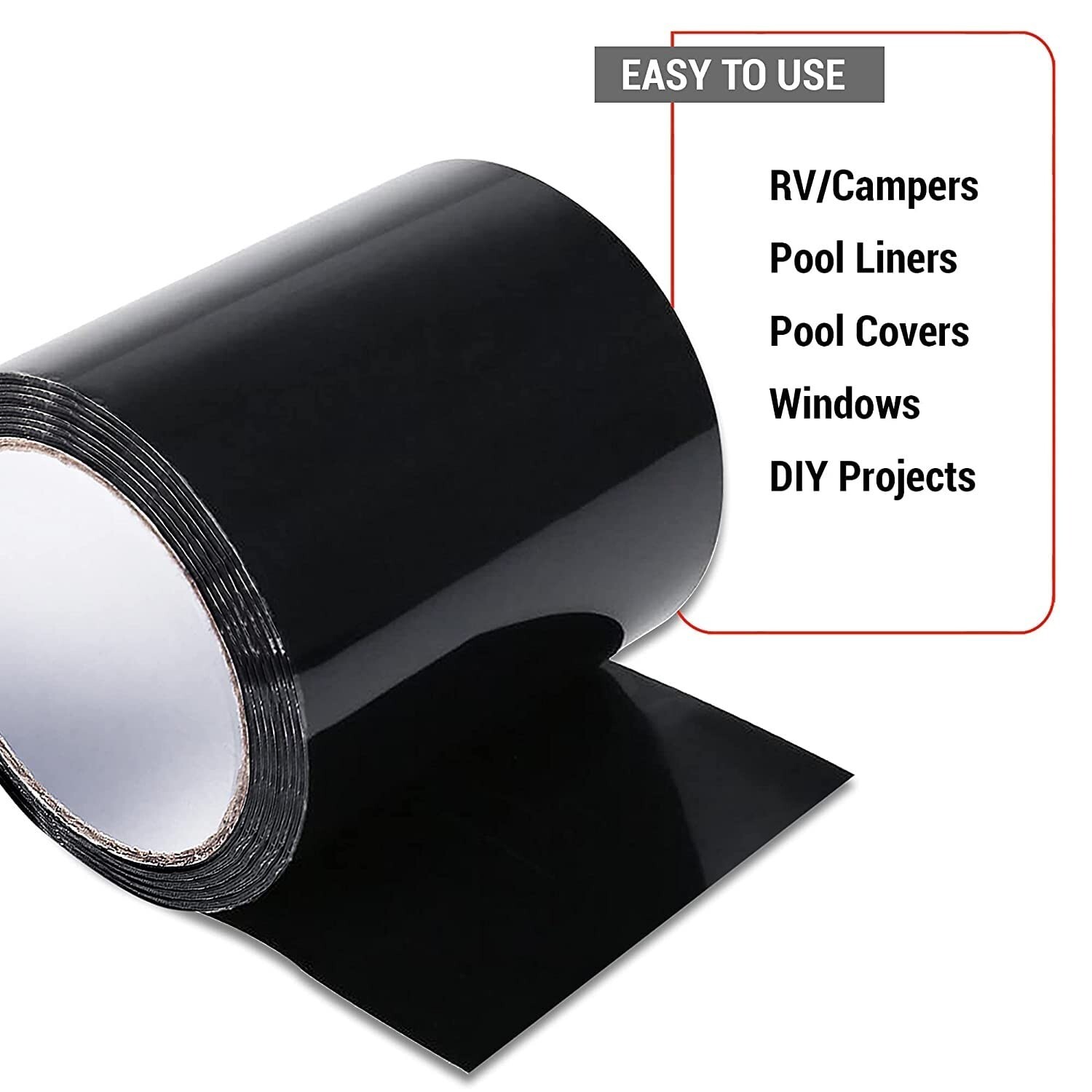 Flex Waterproof Rubberized Tape Stop Leak Seal Tape Repair Patch 4″ X 5Ft Black