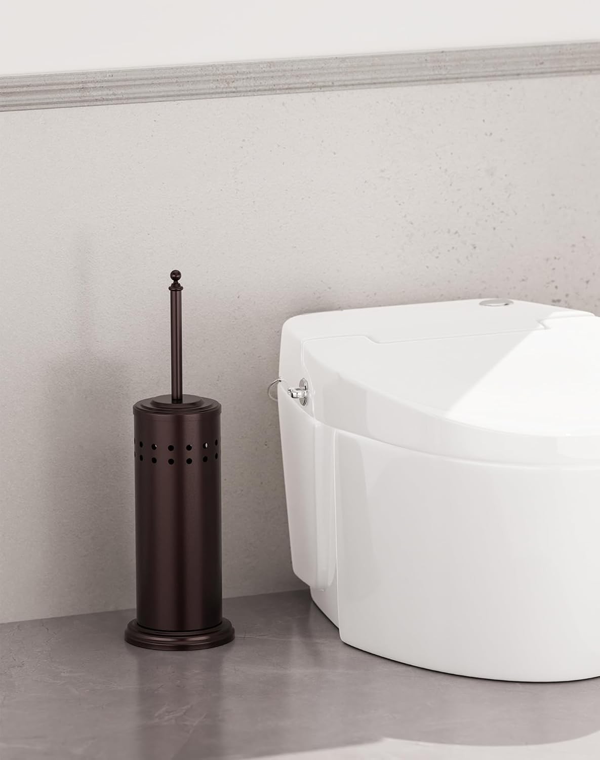 DOWRY Anti-Hand Off Toilet Plunger with Holder for 18.7In, Oil Rubbed Bronze