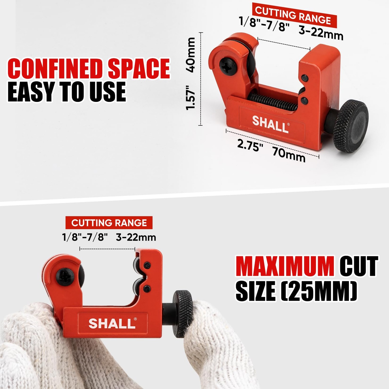 SHALL 4-Piece Tubing Cutter Set, 1/4’’ to 2’’OD Heavy Duty Copper Pipe Cutter…
