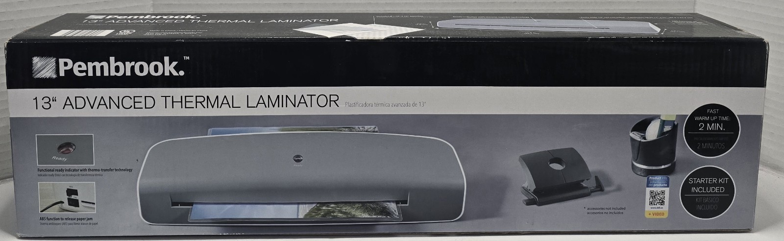 Pembrook 9″ Advanced Thermal Laminator Starter Kit Included, New In Sealed Box