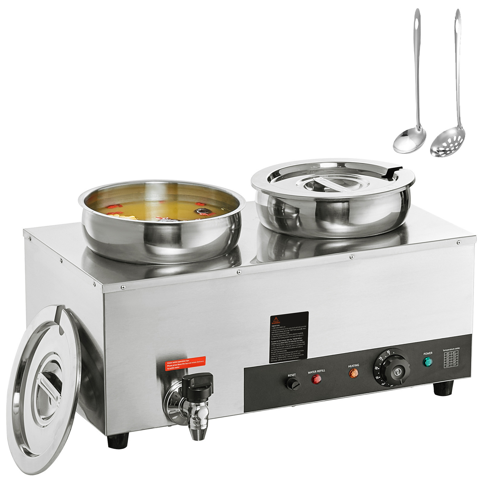 2*7.4Qt Pot Soup Warmer Commercial Soup Station Kettle Warmer Bain Marie