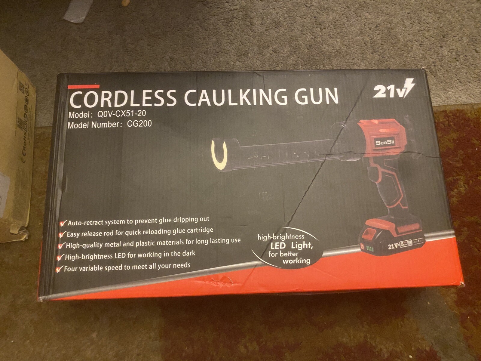 Seesii Cordless Caulking Gun [2024 Upgraded] 21V Battery Powered Caulk Gun 2.0AH