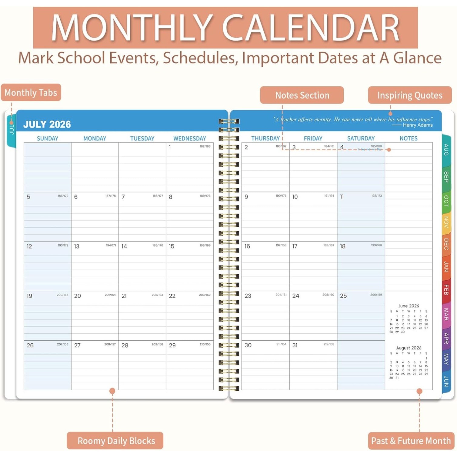8.5″ x 11″ Teacher Planner July 2026 – June 2027,Academic Planner Lesson Planner
