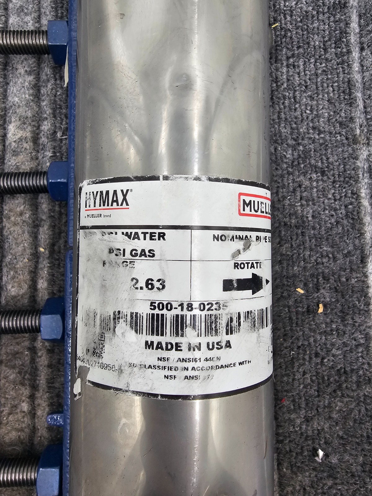 MUELLER Hymax Repair Clamp 500-18-0235, Blue Silver 2.63 Range