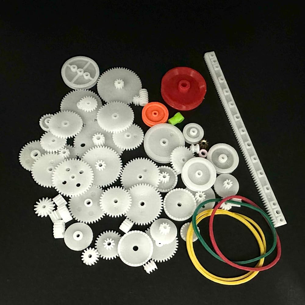 60PCS Small Gear Kit Plastic Gears Belt Pulley Single Spindle Gear…
