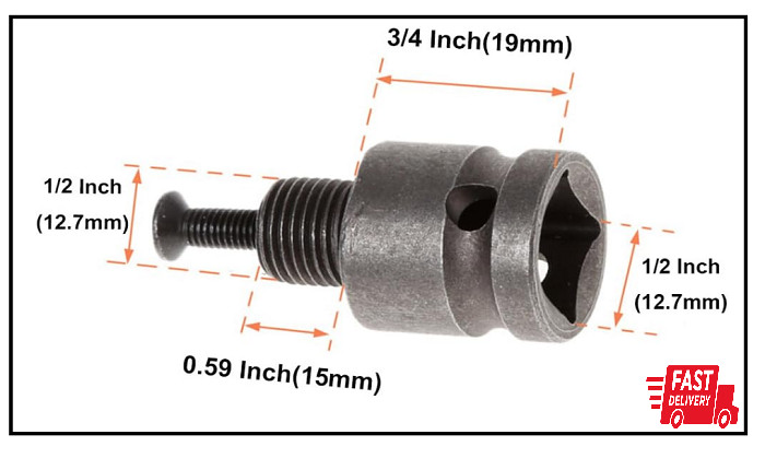 1/2-20UNF Mount 1.5-13Mm Capacity Key Drill Chuck for Air Impact Wrench Converte
