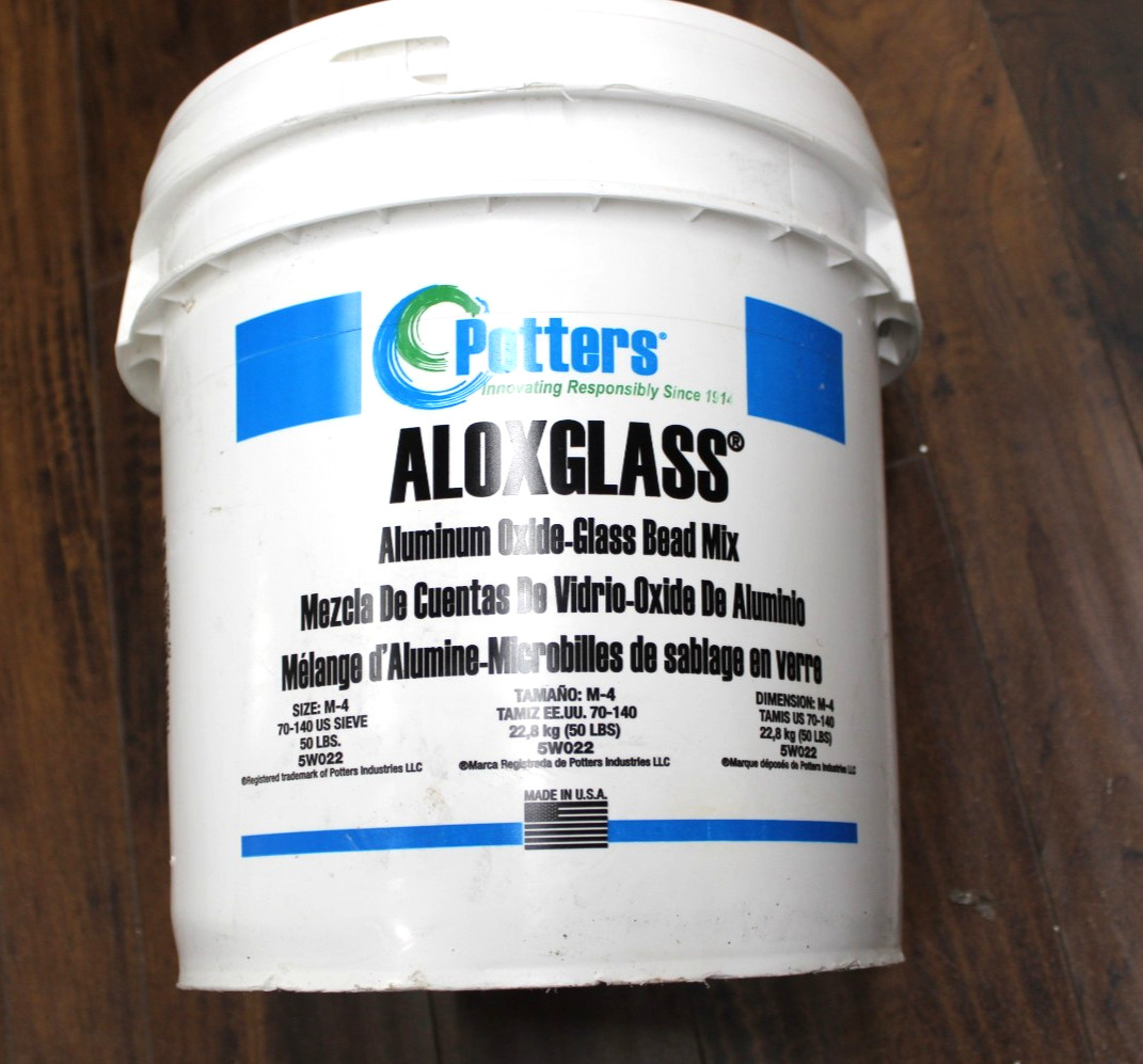 Potters AloxGlass Glass Beads Blast Media, Medium, 70 to 140 Mesh Size, 50 lbs