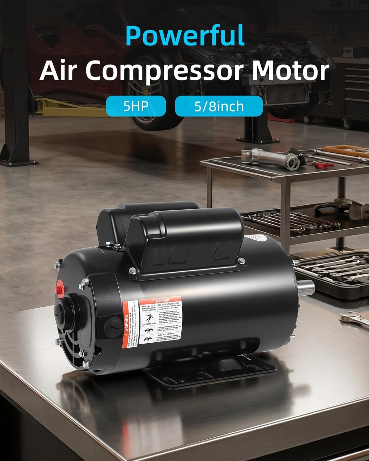 5HP SPL Air Compressor Electric Motor 230V 17.6Amps 3450 RPM 5/8» Keyed Shaft
