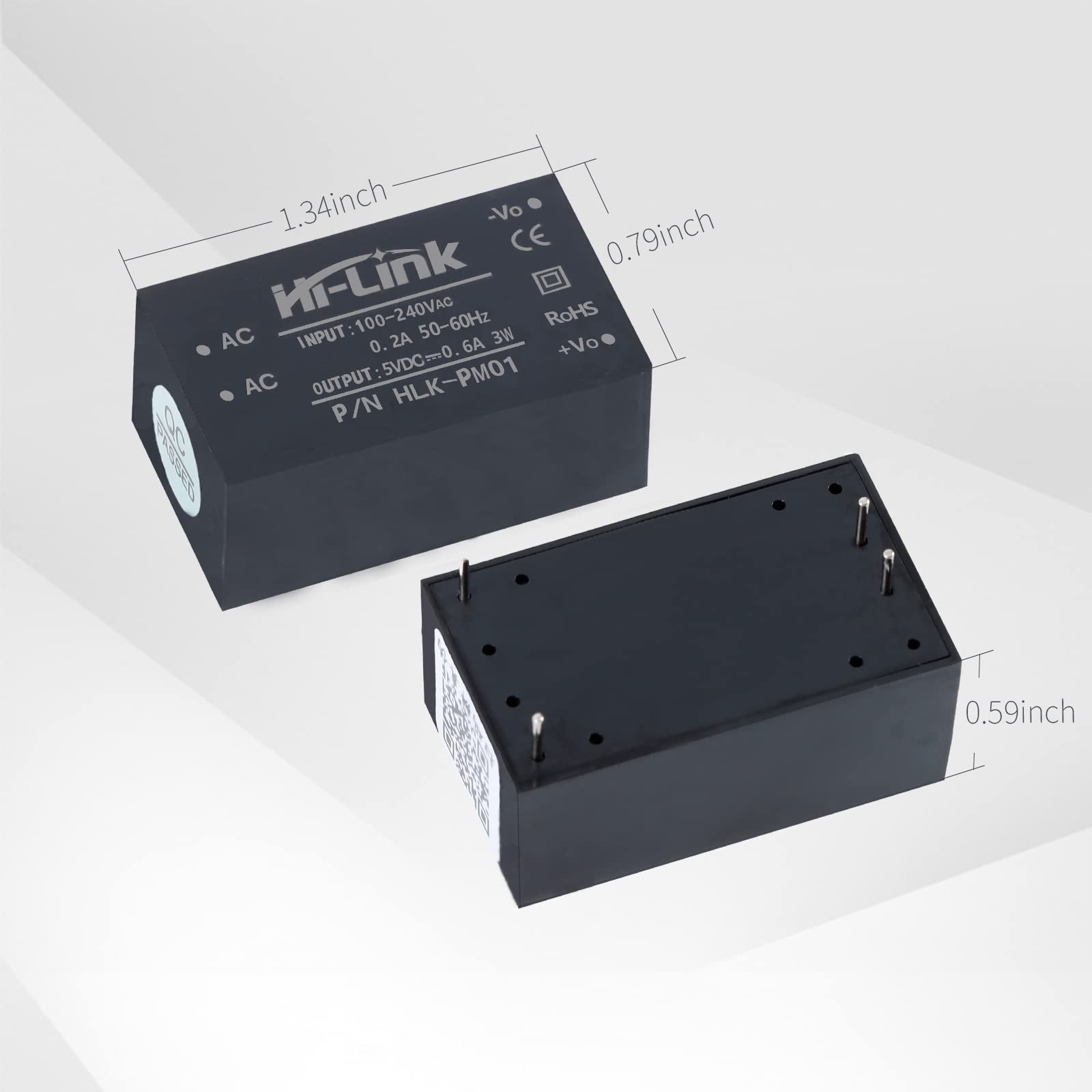 Mini Step-Down AC-DC 220V to 5V 3W Power Supply Module 3 Pack Isolated for DIY