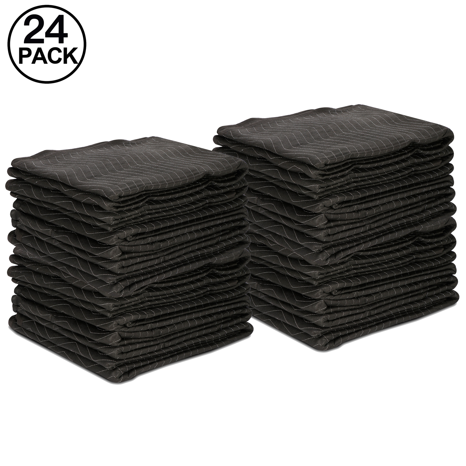 24 Pack Moving Blankets 80″ x 72″ Pro Economy Shipping Furniture Pads Black